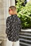 Women's Lycra-Free Viscose Voile Patterned Collar Off-Shoulder Long Sleeve Stylish Shirt-Black Pattern - 5