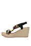 25Y155-1 Women's Stone Wedge Heel Sandals Black - 3