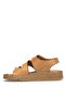 D25Ys-2450 Women's Genuine Leather Flat Sandals Brown - 3