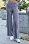 Women's Modal Silky Lycra Fabric High Waist Front Seam Pocket Loose Wide Leg Palazzo Pants-Anthracite - 3