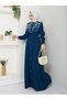 Indigo 814 Women's Ferace Dress Embroidered Abaya Tesuture Clothing