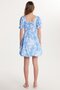 Women's Standard Fit Cotton Short Sleeve Elastic Waist Gathered Tie-Up Detail U-Neck Dress - 5