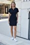 Women's Modal Silky Lightweight Stretchy Fabric Wide Zero Collar Placket Off-Shoulder Side Pocket Knee Length Dress-Si - 3