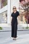 Women's Silky Modal Fabric Collar Pocket Flap Front Zipper Elastic Waist Short Sleeve Loose Leg Jumpsuit-Siya - 3