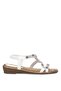 25Y122-5 Women's Stone Wedge Heel Sandals White