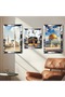 Kaaba Mosque Al-Aqsa and Nebiye Mirrored Plexi Framed Triple Mdf Painting and Clock Set - 2