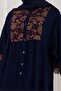 Half Button Robe Beyza Dress-Navy Blue - 4