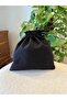 Black Linen Mini Cloth Pouch - Drawstring Bag Organizer - Makeup Bag - 20X20 - 3