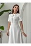 Women's Midi Dress with Stone and Bow Detail - 6