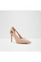 Nikola - Women's Faux Leather Beige Thin Heel Slip-On Heeled Shoes - 4