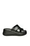 U555330903 Black Genuine Leather Thick Soled Women's Slippers - 6