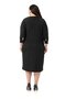 Plus Size Collar Zipper Detailed Three Quarter Sleeve Midi Black Dress with Bag Pockets - 3