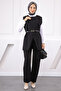 Black Shoulder Buttoned Vest and Trousers Suit - 2