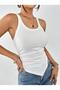 Ribbed Tank Top with Shirring Detail on the Side - 3