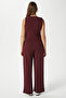 Women's Petra Burgundy Vest Lycra Pants Bottom Top Set - 7