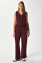 Women's Petra Burgundy Vest Lycra Pants Bottom Top Set - 6