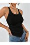 Ribbed Tank Top with Shirring Detail on the Side - 5
