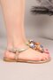 Elmin Flower Buckle Flip Flops Sandals Gold - 4