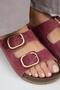 Jazmin Women's Genuine Leather Double Buckle Cherry Slippers - 4