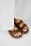 (Lavanda 2) Women's Genuine Leather Double Buckle Tan Slippers - 3