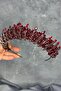 Burgundy crystal beading embroidered wreath bridal tiara - 6