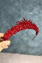تاج حناء الزفاف المطرز بالخرز الأحمر من إديس - 5