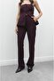 Plum Coated Button Strapless Trousers Suit - 7