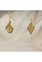 Khaki Gold-Colored Crackle-Looking Acrylic Bead Earrings – Lightweight, Stylish and Handmade Modern Design Earrings - 4