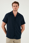 Linen Look Short Sleeve Apache Collar Regular Fit Shirt Men's SHIRT CF23S116775 - 6