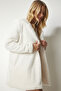 Oversize Furry Plush Coat with Hood - Ecru Lrv0023 - 4