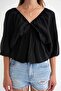 4703 Women's V-Neck Elastic Modal Blouse Black - 4