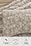 Perla Embroidered Bedspread Set Double Size Cotton Fiber Filling Soft 3 Pieces Daily Beige - 3