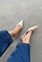 Cuesta Women's Heeled Wrinkled Leather Shoes Beige