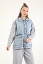 5361 - Comfortable Stylish Women's Denim Jacket with Combed Cotton Detail on the Sleeve - 3