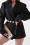 Women's Gold Metal Embossed Accessory and Ring Design Chain Belt 7650 - 5
