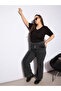 Plus Size Straight Fit Jeans with Front Seam Detail - 6