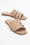 Women's Faux Leather Troc Detailed Slippers 6321 Nude - 4
