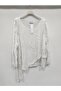 Beige Italian Asymmetrical Cut Hem Sequin Silk Blouse