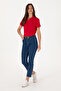 Women's Red Basic Polo Neck T-Shirt 50300830-Vr030 - 4