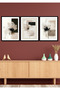 Black Wooden Frame Look 3 Piece Abstract Wall Decor Painting Set for Living Room Bedroom - 2