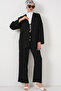 Women's Ayrobin Kimono Trousers Double Set 6739 - Black