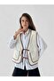Design Front Lace up Quilted Vest Women Beige