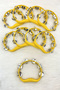 Yellow Bride Bridesmaid Tefi Defi, Henna Night Wedding Groom Circumcision Halay Metal Bell Plastic Tambourine 5 Pieces - 4