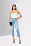 Women Regular Fit Mid Waist Rip Stretchable Denim, Blue - 3