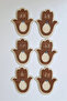 6 Pieces of Wooden Laser Cut Evil Eye Beaded Fatma Mother Cup and Cup Coaster from Erdiz
