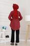 Pocket Covered Waist Lace-Up Tunic-Burgundy - 5