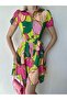 Women's Satin Short Colorful Dress - 2
