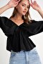 4703 Women's V-Neck Elastic Modal Blouse Black - 2