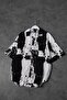 Men's Black Brush Pattern Linen Fabric Oversize Short Sleeve Shirt - 2