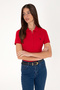 Women's Red Basic Polo Neck T-Shirt 50300830-Vr030 - 3